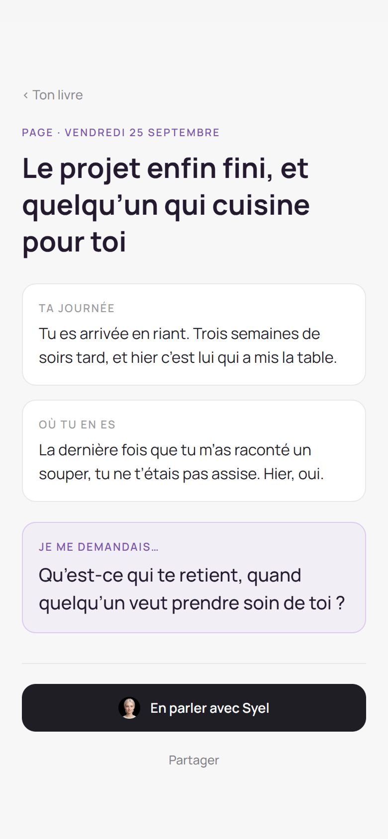 Une page de ton livre, dans l’app