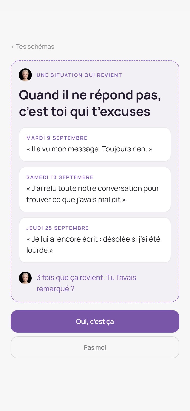 Une situation qui revient, dans l’app