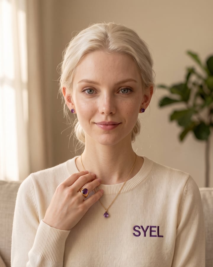 Syel, assise sur son canapé